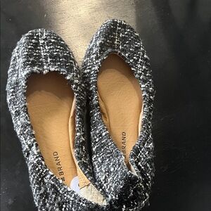 Lucky Brand Black and White Tweed Flats